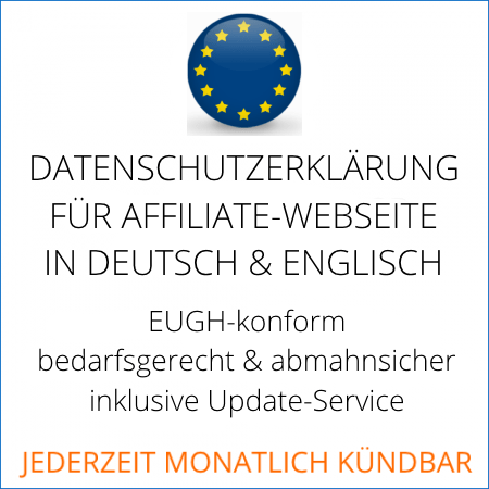 Datenschutzerklärung für Affiliate-Webseite in deutsch und englisch von der IT-Recht Kanzlei