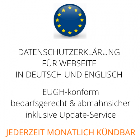 Datenschutzerklärung für Webseite in deutsch und englisch von der IT-Recht Kanzlei