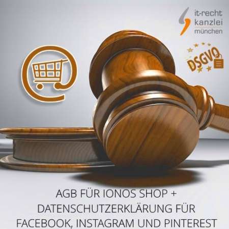 AGB für Ionos Shop + Datenschutzerklärung für Facebook, Instagram und Pinterest inklusive Update-Service
