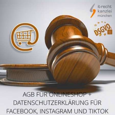 AGB für Onlineshop + Datenschutzerklärung für Facebook, Instagram und TikTok inklusive Update-Service