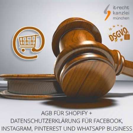 AGB für Shopify + Datenschutzerklärung für Facebook, Instagram, Pinterest und WhatsApp Business inklusive Update-Service