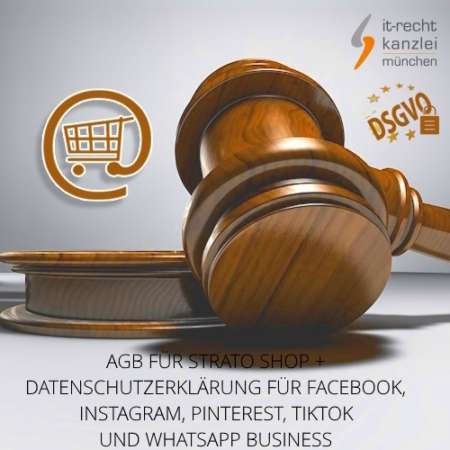 AGB für Strato Shop + Datenschutzerklärung für Facebook, Instagram, Pinterest, TikTok und WhatsApp Business inklusive Update-Service