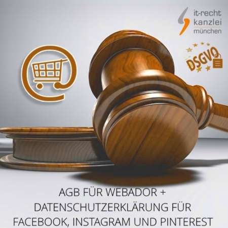 AGB für webador + Datenschutzerklärung für Facebook, Instagram und Pinterest inklusive Update-Service