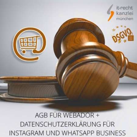 AGB für webador + Datenschutzerklärung für Instagram und WhatsApp Business inklusive Update-Service