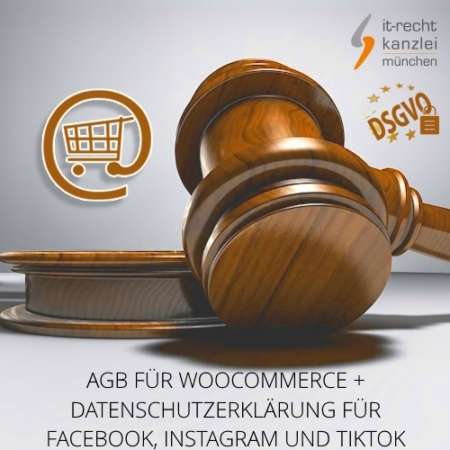 AGB für WooCommerce + Datenschutzerklärung für Facebook, Instagram und TikTok inklusive Update-Service