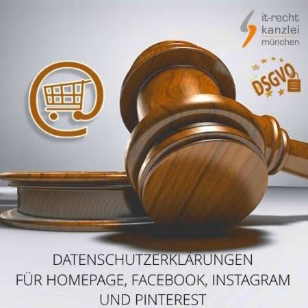 Datenschutzerklärungen für Homepage, Facebook, Instagram und Pinterest inklusive Update-Service